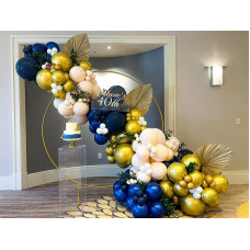 Blue And Gold Balloons Arch Diy 123Pcs Doublestuffed Balloon Garland Kit For Women Birthday Party Wedding Decoration