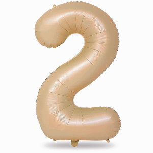 40 Neutral Number 2 Balloon For Boys Girls Large Self Inflating Nude Helium Foil Number Balloons Set 09 For Women Men 2Nd Bi