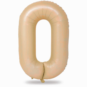 Nude 0 Balloons 40 Inch Large Tan Foil Number Balloons Set 09 Self Inflating Digital 0 Helium Balloon For Boys Girls Men Wome