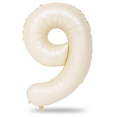 40 Inch Balloon Number 9 Beige Large Cream Foil Number Balloons Set 09 Nude Neutral Digital 9 Helium Balloons For Girls Boys