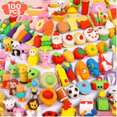 100 Pack Animal Erasers Desk Pet For Kids 3D Puzzle Pencil Eraser Take Apart Bulk Treasure Box Toy For Classroom School Prize Ki