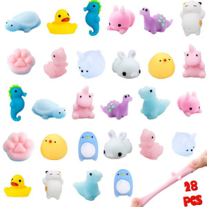 Mochi Party Favors Set 28 Pcs Mochi Squishy Toys For Kids Exchange Gift Stress Relief Toys Classroom Rewards Easter Basket S