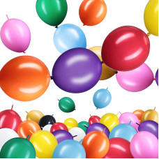 100 Pcs Link Balloon Linking Balloon Latex Linkable Balloons Connected Wedding Party Decoration Colorful 10 Inch