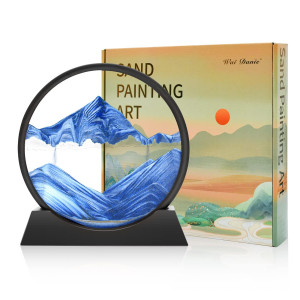 Wai Danie Moving Sand Art Picture 3D Hourglass Deep Sea Sandscape Liquid Motion Display Painting Flowing Sand Frame Relaxing Des