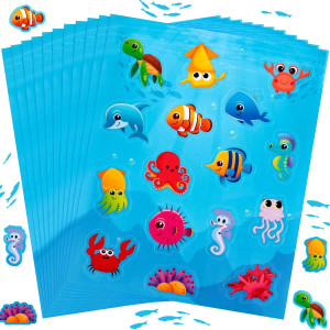 480 Pieces Sea Life Shape Stickers For Kids Self Adhesive Octopuses Crabs Turtles Seahorses Jellyfish Whales Cute Waterproof Oce