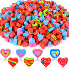 Erasers For Kids Bulk 150Pcs Junebrushs Heart Mini Erasers Valentine Pencil Erasers Holiday Valentines Gifts For Kids School Cl