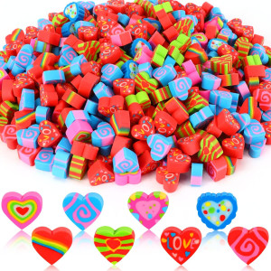 Erasers For Kids Bulk 150Pcs Junebrushs Heart Mini Erasers Valentine Pencil Erasers Holiday Valentines Gifts For Kids School Cl