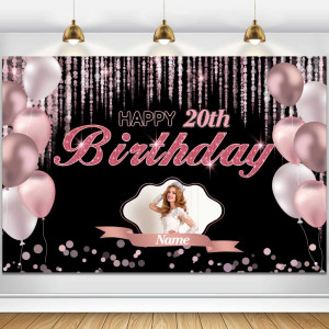 Custom Rose Gold Happy Birthday Banner Personalization Pink Happy Birthday Banner Rose Gold Birthday Decorations Banner For Wome