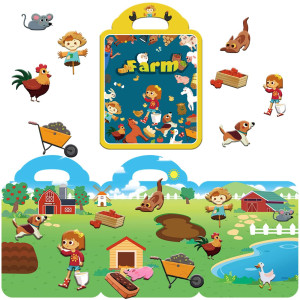 3D Farm Puffy Sticker Play Set For Kids Reusable Sticker Book For Toddlers 13 Window Clings Decals For Kids Travel Toys For