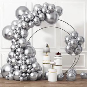 Rubfac Silver Balloons Different Sizes 105Pcs 5101218 Inch Metallic Silver Balloon Garland For Happy New Year Decorations 202