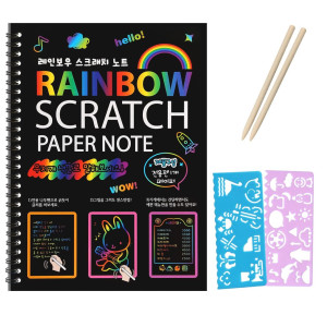 Rainbow Scratch Notebook Drawing Paper Black Scratch Off Art Crafts Supplies Coloring Kit Toy For Kids Ages 39 Girls Boys Diy