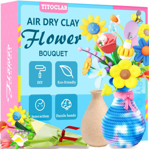 Titoclar Air Dry Clay Modeling Claycraft Kits Arts And Crafts For Kids Girls Ages 812 68 Diy Your Own Flower Bouquet And