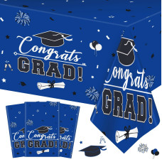 3 Pcs Graduation Tablecloth Congrats Grad Table Cloth For Class Of 2024 Disposable Plastic Rectangle Grad Table Cover For Grad