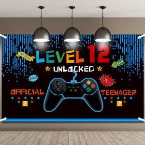 Video Game Birthday Decorations 8 9 10 11 12 13 14Th Birthday Decorations For Boys Gaming Theme Photo Props Backdrop Banner Teen