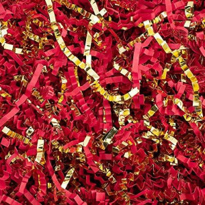 Magicwater Supply 2 Oz Red Gold Crinkle Cut Paper Shred Filler Great For Gift Wrapping Basket Filling Birthdays Weddi