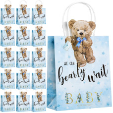 Tinlade 48 Pcs Bear Baby Shower Bags Bear Paper Gift Bags With Handles We Can Bearly Wait Baby Shower Party Favors Decorations F