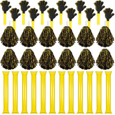 Sosation 36 Pcs Cheerleading Pom Poms Hand Clappers And Thunder Sticks Cheering Noise Makers For Sporting Events Football Games