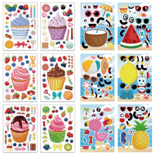 24 Sheets Cupcakes Sweets Cookies Make A Face Stickers For Kids Make Your Own Summer Cool Beach Mix And Match Stickers Children