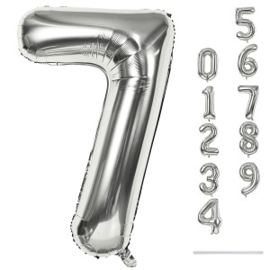 40 Silver Number 7 Balloons Self Inflating Foil Number Balloons Set 09 For Women Men Large Digital 7 Helium Balloon For Gir