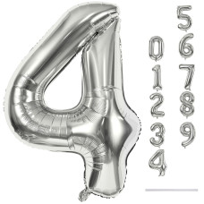 Silver Number Balloons 40Inch Large Number 4 Foil Helium Balloons For Girls Women Self Inflating Number Balloons 09 For Men B