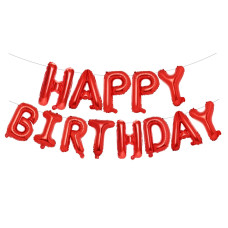 Pigetale Red Happy Birthday Balloons Banner 16 Inch Mylar Foil Letters Balloons 3D Aluminum Foil Letters Sign Bunting Reusable