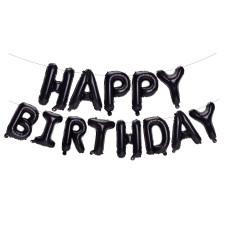 Pigetale Black Happy Birthday Balloons Banner 16 Inch Mylar Foil Letters Happy Birthday Sign Bunting Inflatable Reusable 3D Han