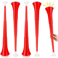 4 Pieces Collapsible Stadium Horn 24 Inch Vuvuzela Plastic Trumpet Horn Blow Horn Noisemakers For Sporting Events Graduation Gam