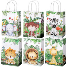 Safari Goodie Bag Safari Jungle Party Favor Bags With Handles For Kids Birthday Safari Themed Party Supplies Watercolor Style