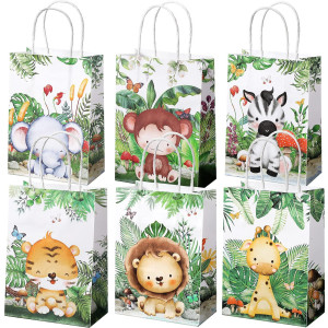 Safari Goodie Bag Safari Jungle Party Favor Bags With Handles For Kids Birthday Safari Themed Party Supplies Watercolor Style