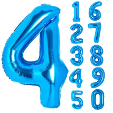 Number 4 Balloon 40 Inch Large Size Blue Jumbo Digit Mylar Foil Helium Blue Balloons For 4Th Birthday Party Number 4 14 40 Ballo