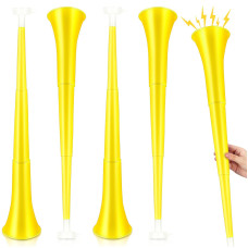 4 Pieces Collapsible Stadium Horn 24 Inch Vuvuzela Plastic Trumpet Horn Blow Horn Noisemakers For Sporting Events Graduation Gam