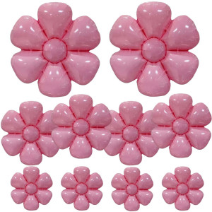 Cadeya 10 Pcs Pink Daisy Balloons Huge Flower Aluminum Foil Balloons For Birthday Baby Shower Wedding Kids Theme Party Decor