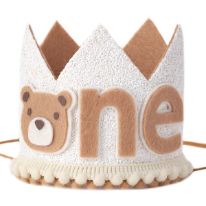 Little Bear Wild One Birthday Hat Neutral Bear Crown For Babys 1St Birthday Party Supplies And Decorations