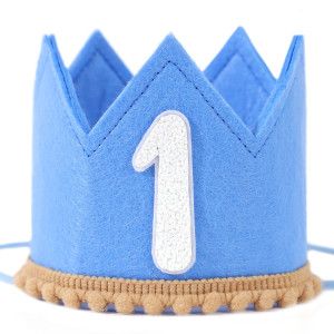 Wahawu Baby 1St Birthday Crown Blue Blue Crown For 1St Birthday Party Costume Headwear For Babies Having Their First Birth