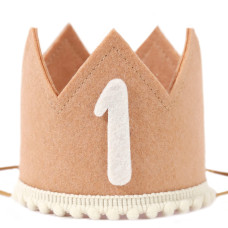 1St Birthday Crown Baby Party Hat And Decorations Brownpink For Girlsboys