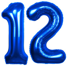 40 Inch Number 12 Balloon Blue Jumbo Giant Big Large Number 21 Foil Mylar Blue Balloons 12Th Birthday Party Anniversary Decorati