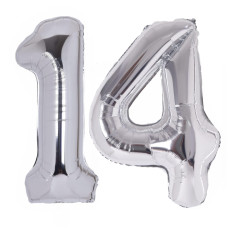 40 Inch Number 14 Balloon Silver Jumbo Giant Big Large Number 14 Foil Mylar Silver Balloons 41Th Birthday Party Anniversary Deco