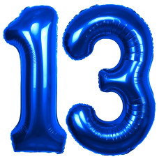 40 Inch Number 13 Balloon Blue Jumbo Giant Big Large Number 13 Foil Mylar Blue Balloons 31Th Birthday Party Anniversary Decorati