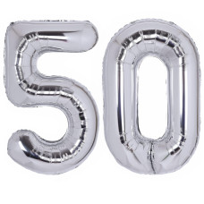 40 Inch Number 50 Balloon Silver Jumbo Giant Big Large Number 50 Foil Mylar Silver Balloons 50Th Birthday Party Anniversary Deco