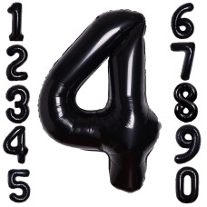 40 Inch Black Numbers 4 Balloons Digit 4 Helium Balloons Foil Mylar Big Number Pastel Balloons For 4 Years Old Birthday Party 4T