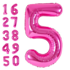 40 Inch Huge Pink Number 5 Alphabet Number Balloon Foil Mylar Party Wedding Bachelorette 5Th Birthday Bridal Shower Graduation A