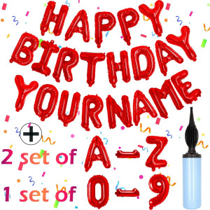 76Pcs Happy Birthday Balloon Banner Red Balloons Letters Personalized 16 Mylar Foil Birthday Decorations Includes 2 Sets A