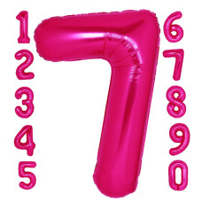 Giant 40 Inch Hot Pink Number 7 Balloon 7Th Birthday Balloon Decorations For Girls Big Jumbo Rose Pink 7 Balloon Number 7 Year O