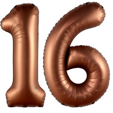 Giant 40 Inch Coffee Brown Number 16 Balloon Jumbo Digit 16 Mylar Foil Helium Number 16 Balloons For Kids Boys Girls Birthday Pa