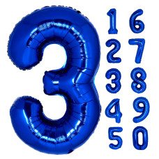 40 Inch Giant Navy Blue Number 3 Balloon Helium Mylar Foil Number Balloons For Birthday Party 3Rd Birthday Decorations For Kid