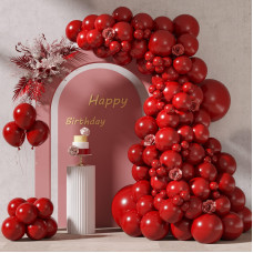 Rubfac 87Pcs Ruby Red Party Balloons Different Sizes 18 12 10 5 Inches For Garland Arch Premium Red Latex Balloons For Birthday