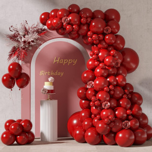 Rubfac 87Pcs Ruby Red Party Balloons Different Sizes 18 12 10 5 Inches For Garland Arch Premium Red Latex Balloons For Birthday