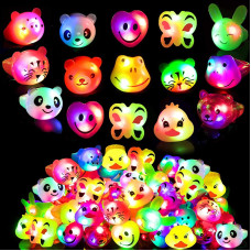 Sofliy 45 Pcs Led Light Up Ring Colorful Flashing Bumpy Rings Finger Toys Novelty Glow In The Dark Soft Jelly Blinking Rings P