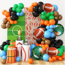 Football Balloon Arch Kit Green Black Blue Balloon Garland Kit With Football Foil Balloons And Latex Balloons Football Balloon