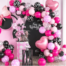 Pink Black Balloon Arch Kit Mini Mouse Balloon Arch Kit Pink And Black Polka Dot Balloons Mini Mouse Theme Party Decorations